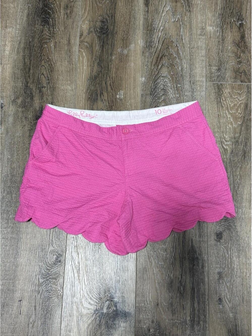 Lilly Pulitzer The Buttercup Scallop Stretch Shorts Hot Pink 10 Preppy Beach